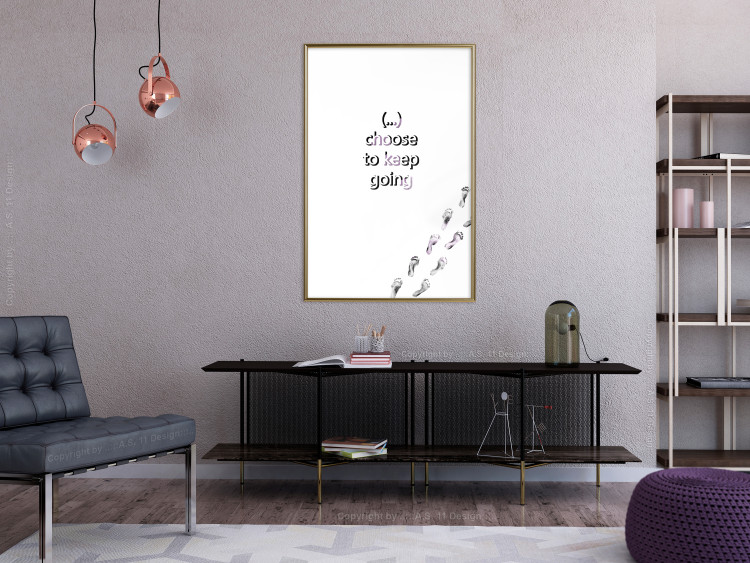 Wall Poster Choose to Keep Going - black English text and footprints 123221 additionalImage 5
