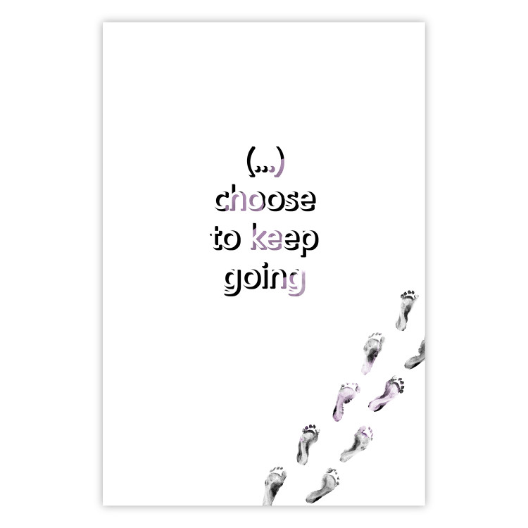 Wall Poster Choose to Keep Going - black English text and footprints 123221