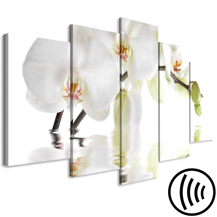 Canvas Blooming orchid - abstract theme with white flower on white background 123421 additionalImage 6