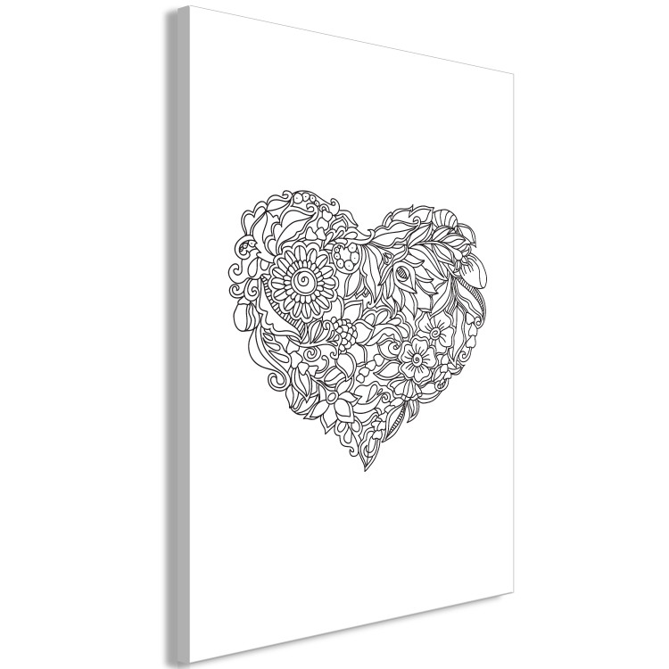 Canvas Heart with floral motifs - ethnic elements on white background 125221 additionalImage 2