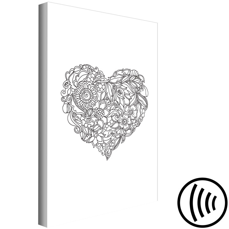 Canvas Heart with floral motifs - ethnic elements on white background 125221 additionalImage 6