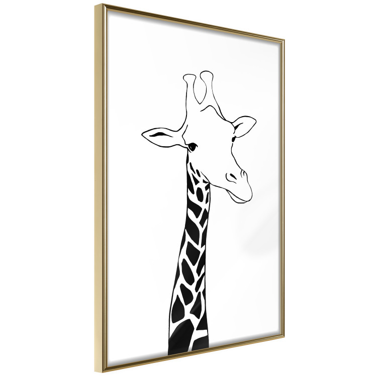 Poster Checkered Giraffe - black giraffe sketch on a contrasting white background 125721 additionalImage 14