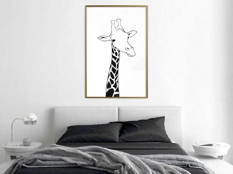 Poster Checkered Giraffe - black giraffe sketch on a contrasting white background 125721 additionalImage 7