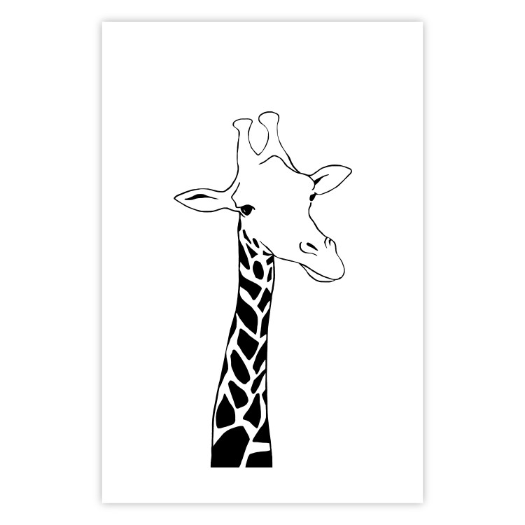 Poster Checkered Giraffe - black giraffe sketch on a contrasting white background 125721 additionalImage 25