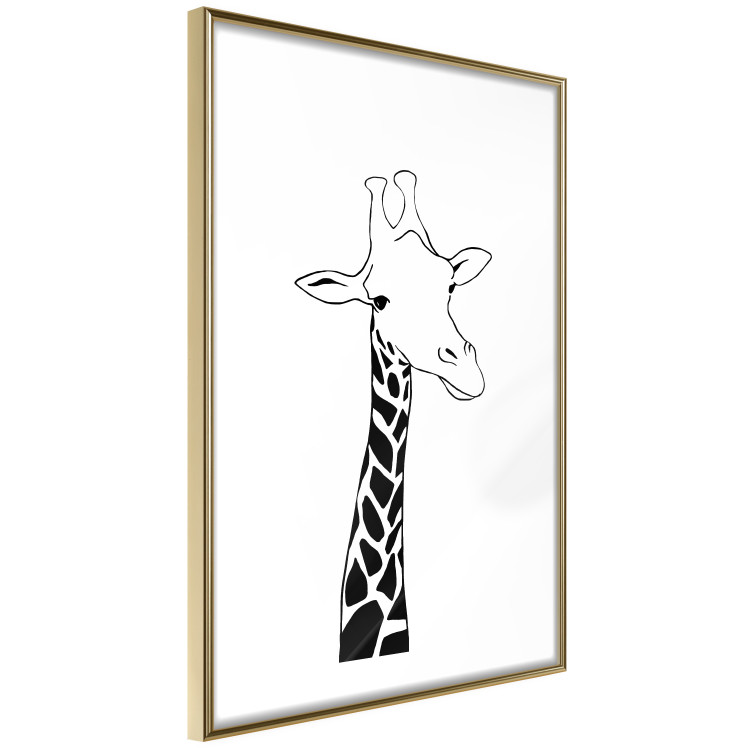 Poster Checkered Giraffe - black giraffe sketch on a contrasting white background 125721 additionalImage 8