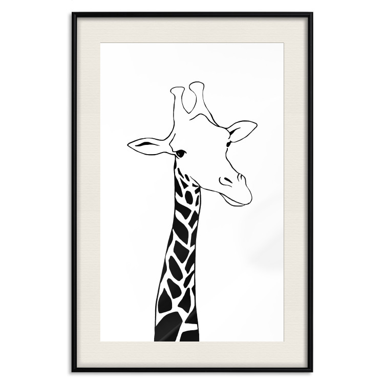 Poster Checkered Giraffe - black giraffe sketch on a contrasting white background 125721 additionalImage 18