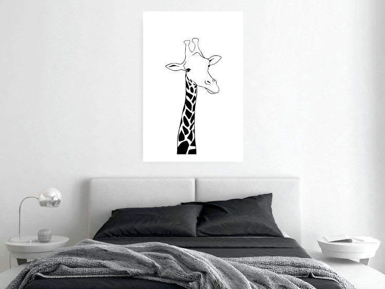 Poster Checkered Giraffe - black giraffe sketch on a contrasting white background 125721 additionalImage 2