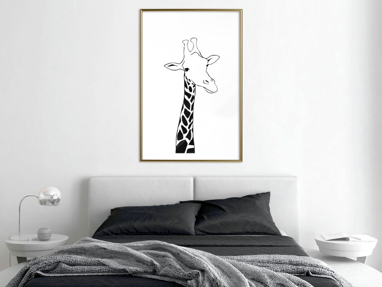 Poster Checkered Giraffe - black giraffe sketch on a contrasting white background 125721 additionalImage 13