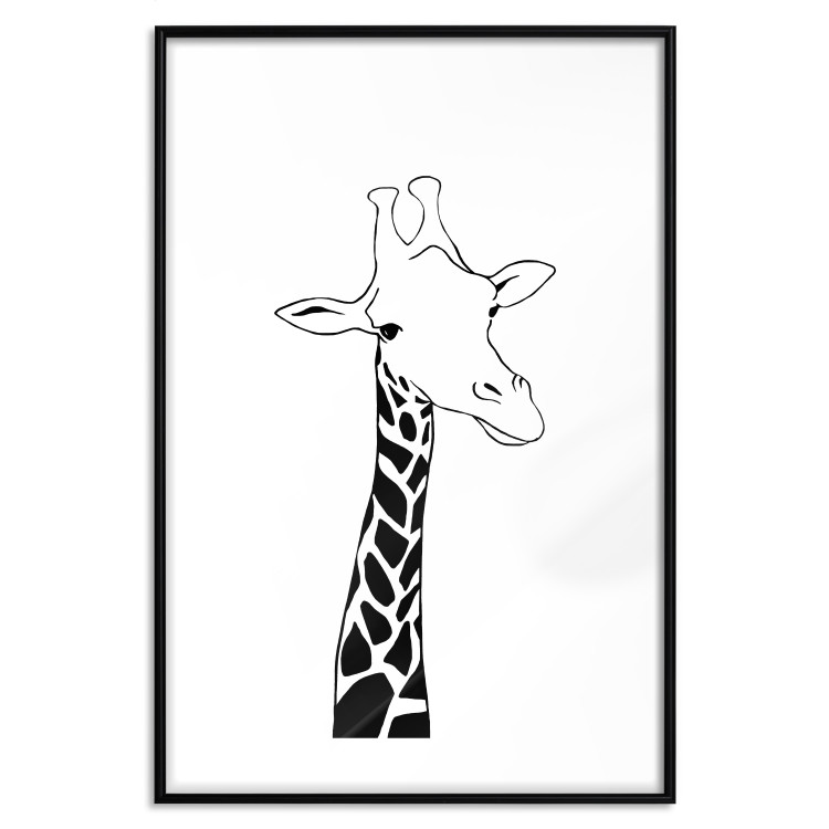 Poster Checkered Giraffe - black giraffe sketch on a contrasting white background 125721 additionalImage 17