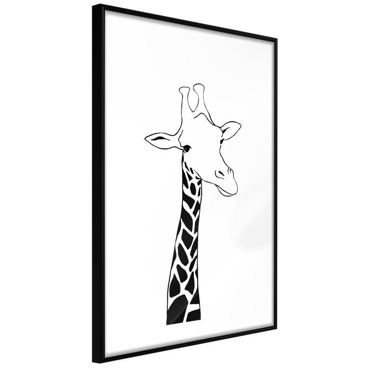 Poster Checkered Giraffe - black giraffe sketch on a contrasting white background 125721 additionalImage 13