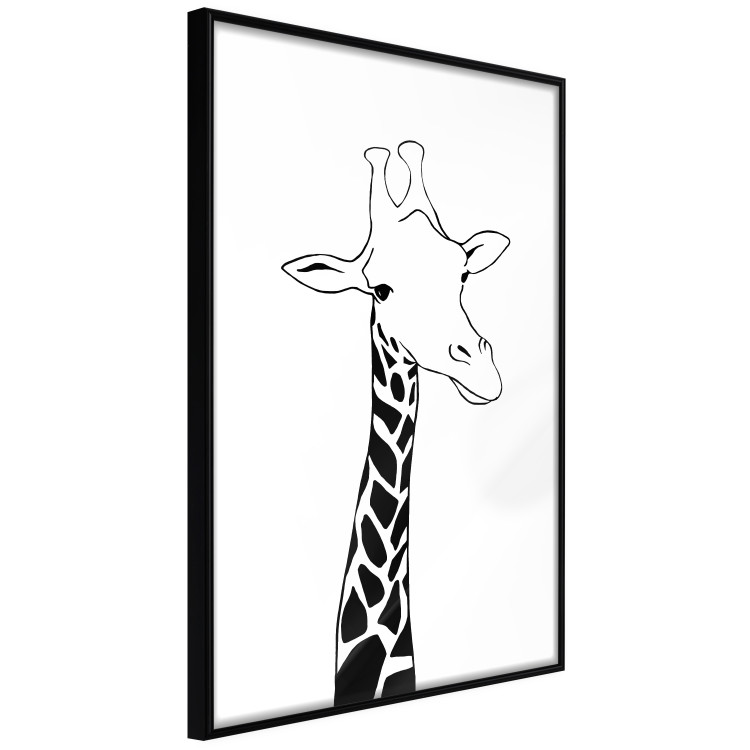 Poster Checkered Giraffe - black giraffe sketch on a contrasting white background 125721 additionalImage 12