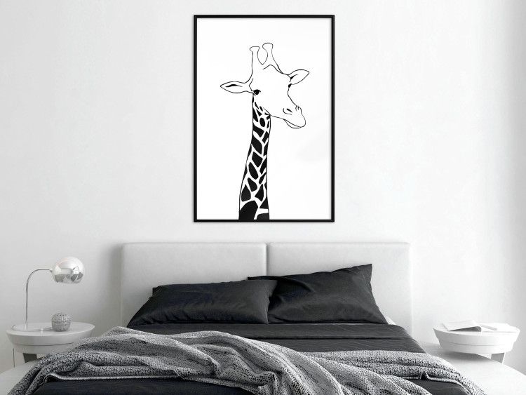 Poster Checkered Giraffe - black giraffe sketch on a contrasting white background 125721 additionalImage 5