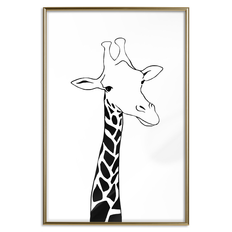 Poster Checkered Giraffe - black giraffe sketch on a contrasting white background 125721 additionalImage 20