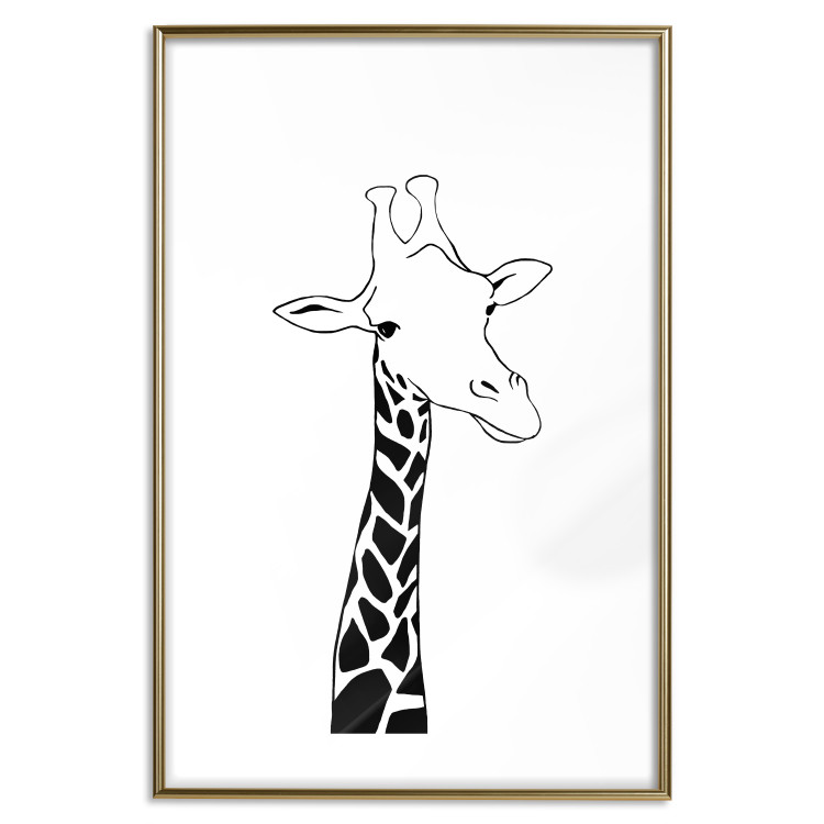 Poster Checkered Giraffe - black giraffe sketch on a contrasting white background 125721 additionalImage 16