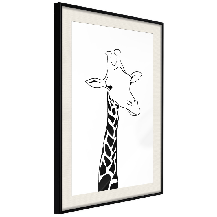 Poster Checkered Giraffe - black giraffe sketch on a contrasting white background 125721 additionalImage 3