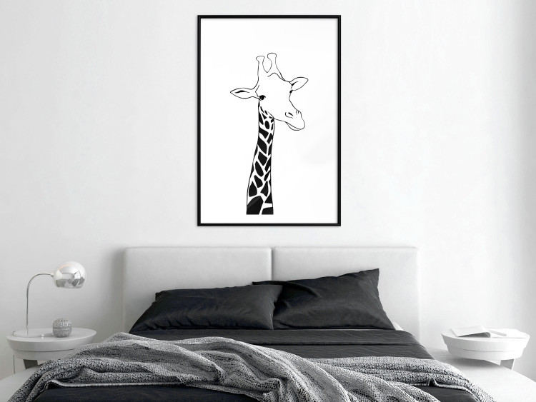 Poster Checkered Giraffe - black giraffe sketch on a contrasting white background 125721 additionalImage 6