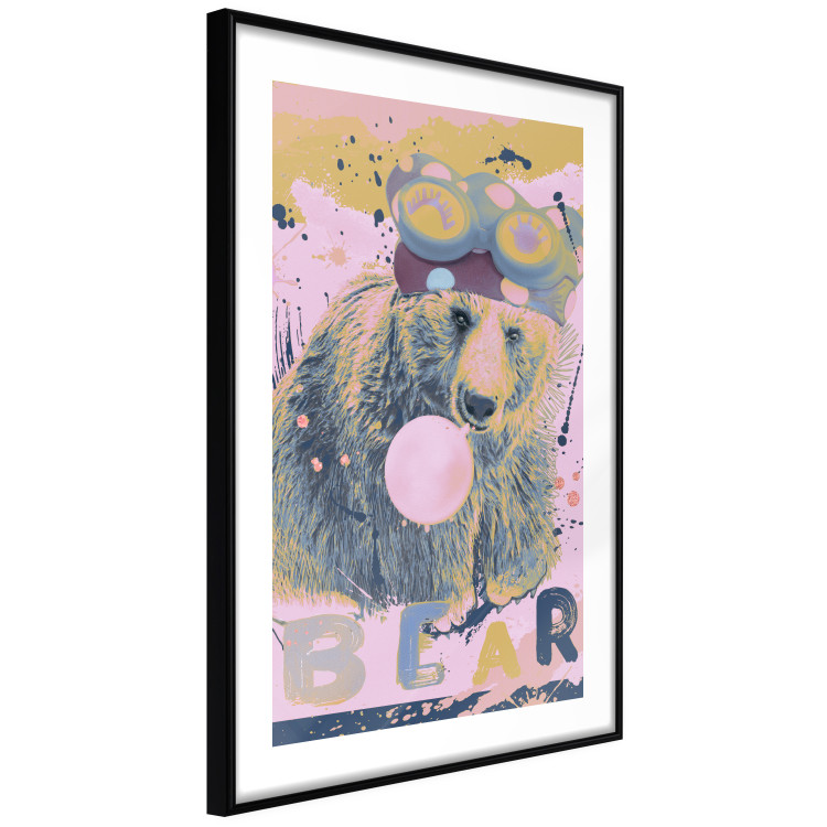 Wall Poster Bear and Balloon - playful animal in a colorful pink motif with inscriptions 127021 additionalImage 6