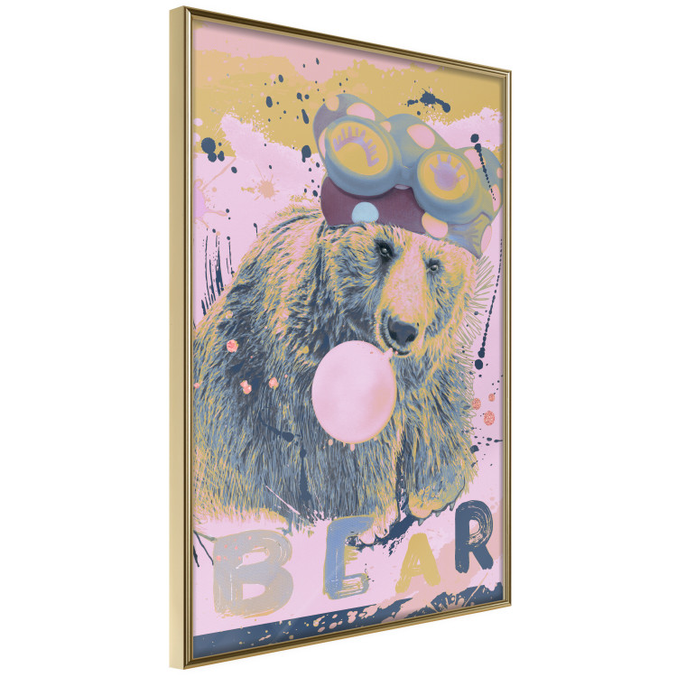 Wall Poster Bear and Balloon - playful animal in a colorful pink motif with inscriptions 127021 additionalImage 12