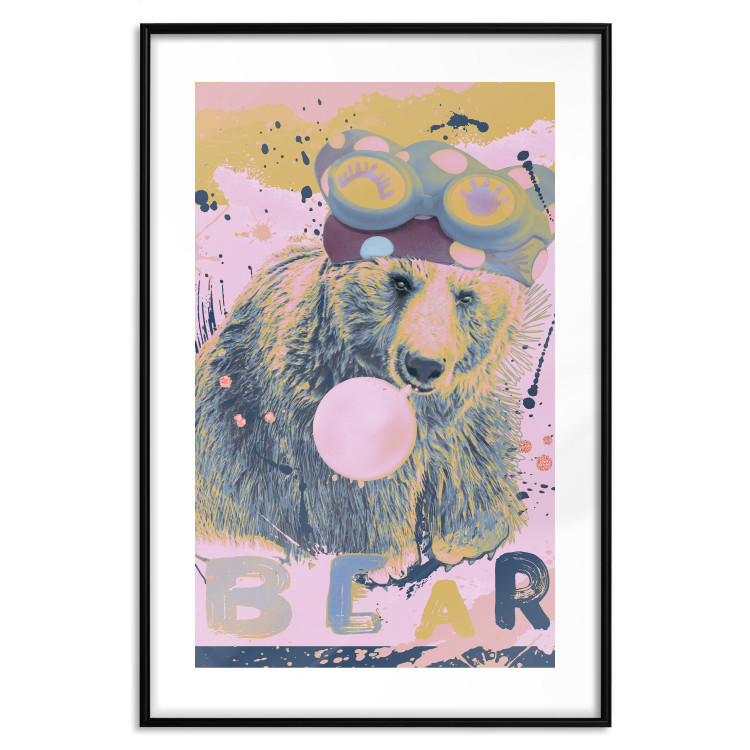 Wall Poster Bear and Balloon - playful animal in a colorful pink motif with inscriptions 127021 additionalImage 15