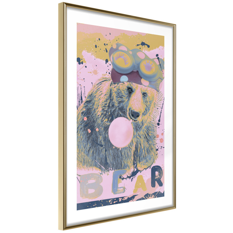 Wall Poster Bear and Balloon - playful animal in a colorful pink motif with inscriptions 127021 additionalImage 7