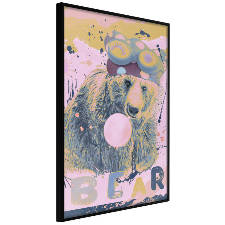 Wall Poster Bear and Balloon - playful animal in a colorful pink motif with inscriptions 127021 additionalImage 11