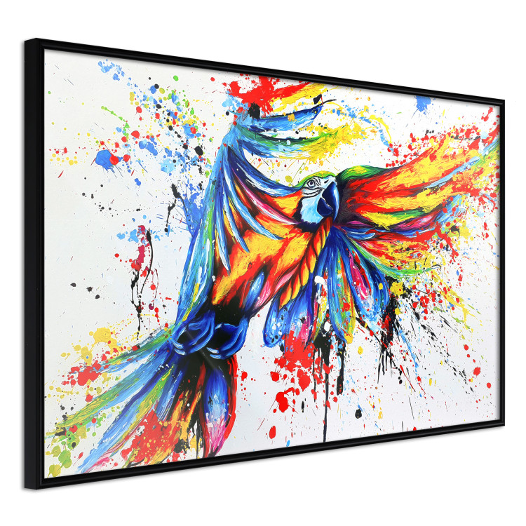Poster Phenomenal Flight - abstract flying colorful parrot on a white background 127321 additionalImage 11