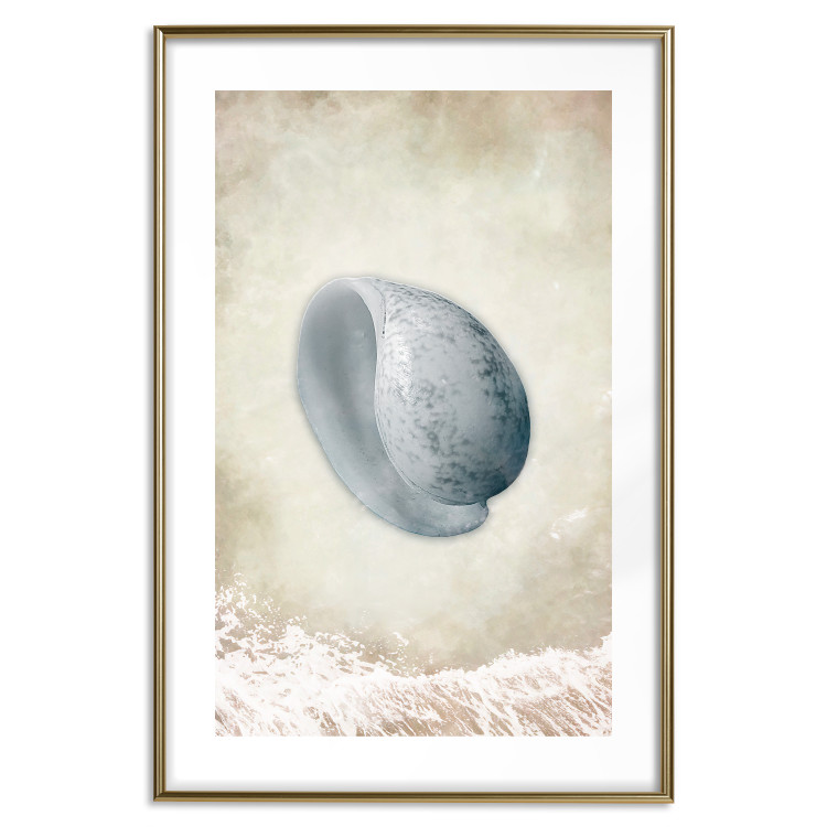 Wall Poster Tide - maritime composition of shell landscape on sand and wave background 127521 additionalImage 14