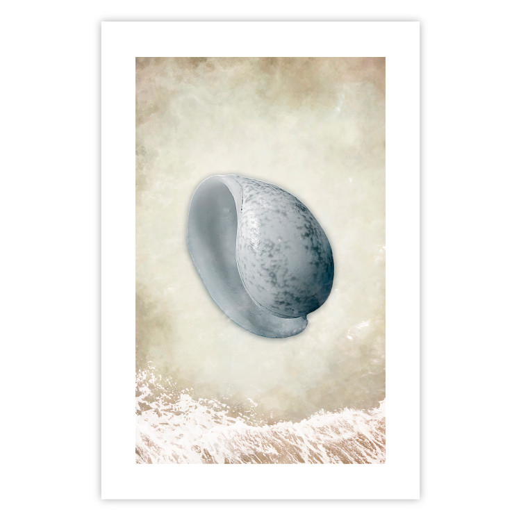 Wall Poster Tide - maritime composition of shell landscape on sand and wave background 127521 additionalImage 25