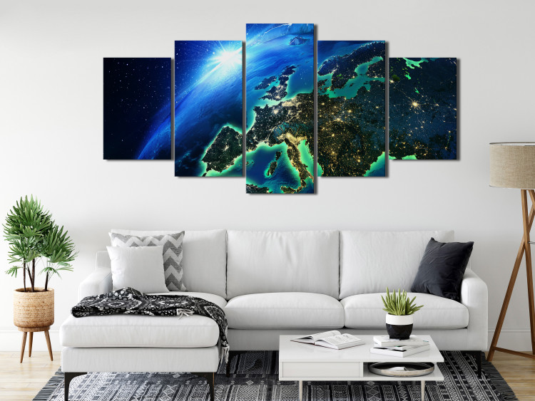 Canvas Print Blue Planet (5-part) wide - world seen from space 128821 additionalImage 3