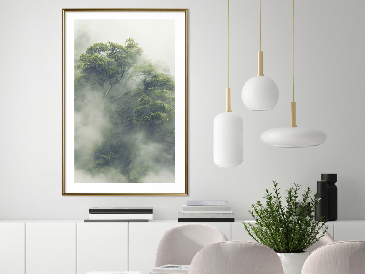 Wall Poster Misty Amazon - landscape of green tree crowns amidst dense fog 129421 additionalImage 13
