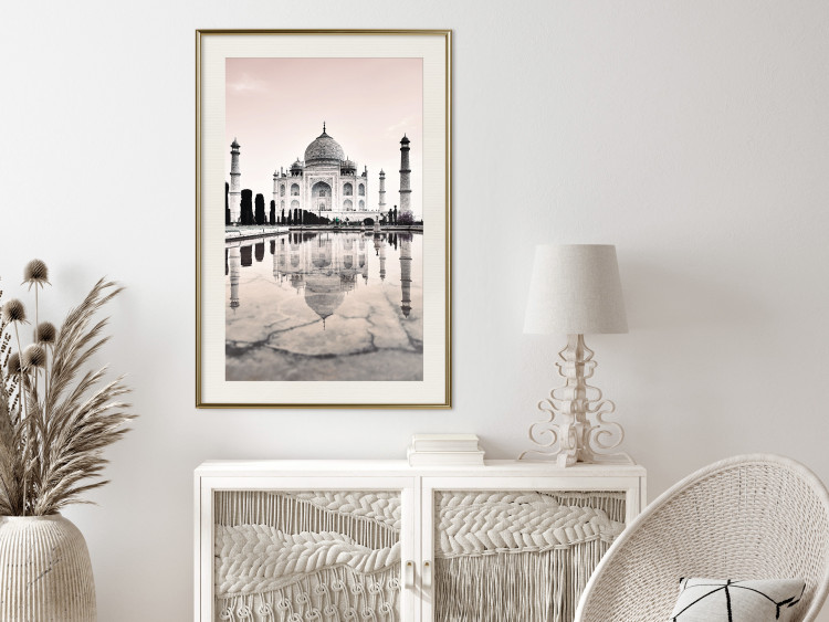 Poster Taj Mahal - monochromatic architecture of building and reflections in water 129721 additionalImage 22