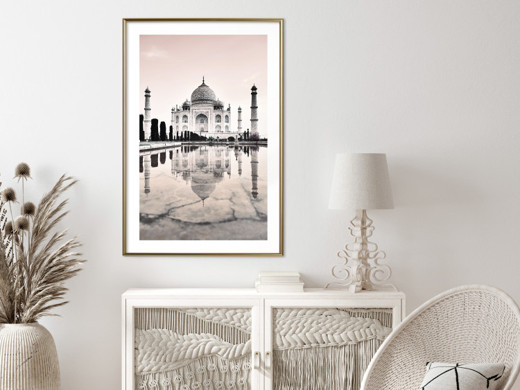 Poster Taj Mahal - monochromatic architecture of building and reflections in water 129721 additionalImage 15