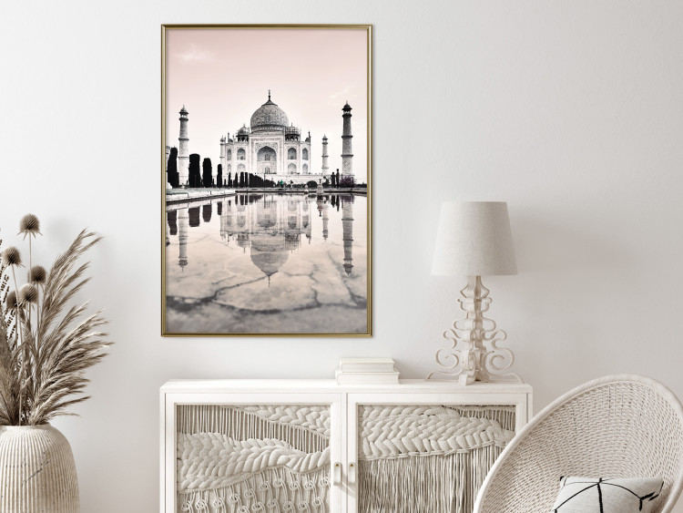 Poster Taj Mahal - monochromatic architecture of building and reflections in water 129721 additionalImage 5
