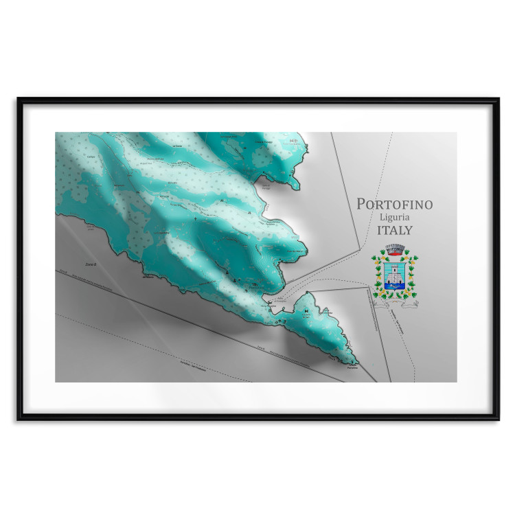 Poster Portofino and Surroundings - map of the coast of Italy with a blue continent 131821 additionalImage 18