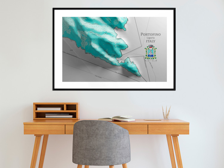 Poster Portofino and Surroundings - map of the coast of Italy with a blue continent 131821 additionalImage 22