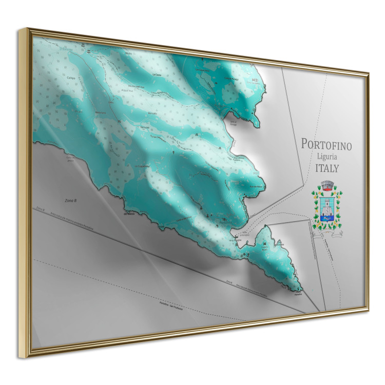 Poster Portofino and Surroundings - map of the coast of Italy with a blue continent 131821 additionalImage 14