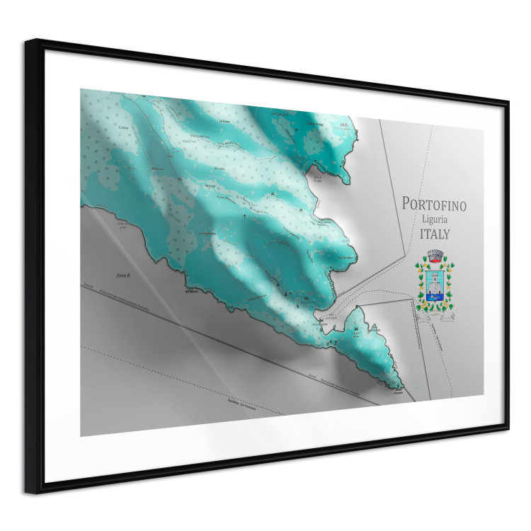 Poster Portofino and Surroundings - map of the coast of Italy with a blue continent 131821 additionalImage 2