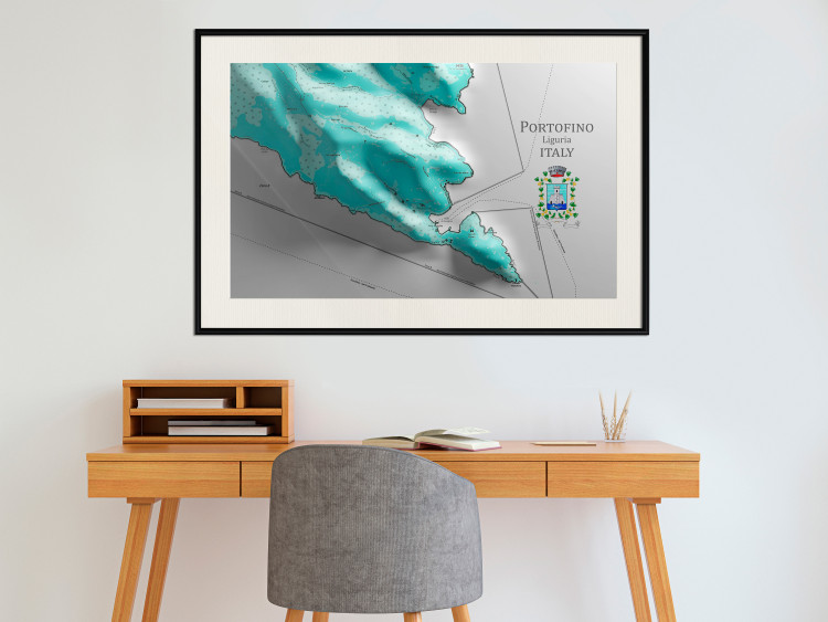 Poster Portofino and Surroundings - map of the coast of Italy with a blue continent 131821 additionalImage 25
