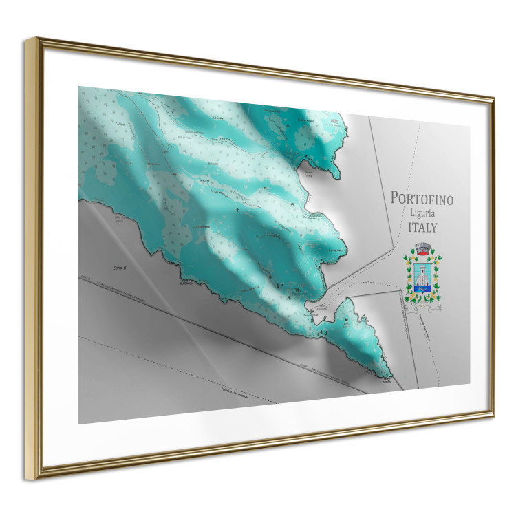 Poster Portofino and Surroundings - map of the coast of Italy with a blue continent 131821 additionalImage 9
