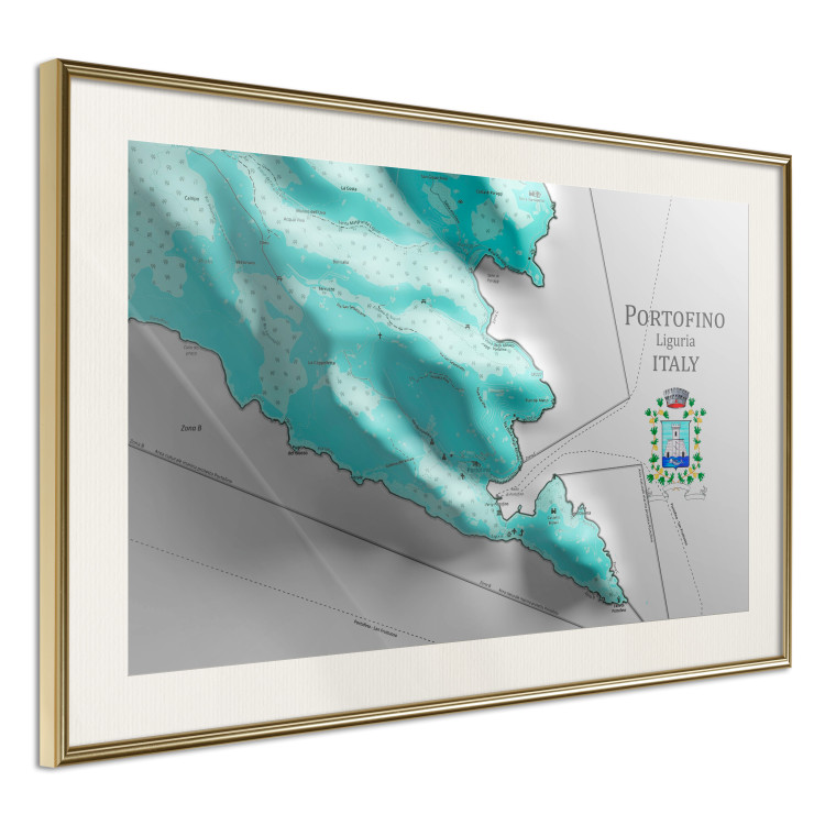 Poster Portofino and Surroundings - map of the coast of Italy with a blue continent 131821 additionalImage 2