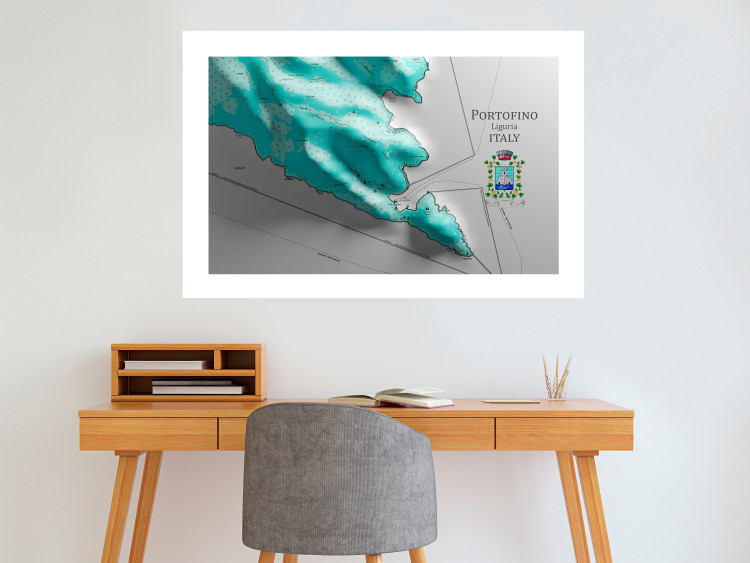 Poster Portofino and Surroundings - map of the coast of Italy with a blue continent 131821 additionalImage 6