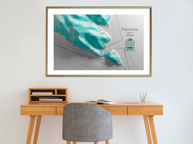 Poster Portofino and Surroundings - map of the coast of Italy with a blue continent 131821 additionalImage 19