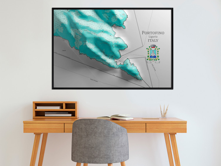Poster Portofino and Surroundings - map of the coast of Italy with a blue continent 131821 additionalImage 4