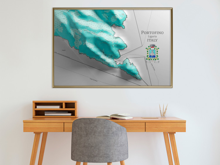 Poster Portofino and Surroundings - map of the coast of Italy with a blue continent 131821 additionalImage 5