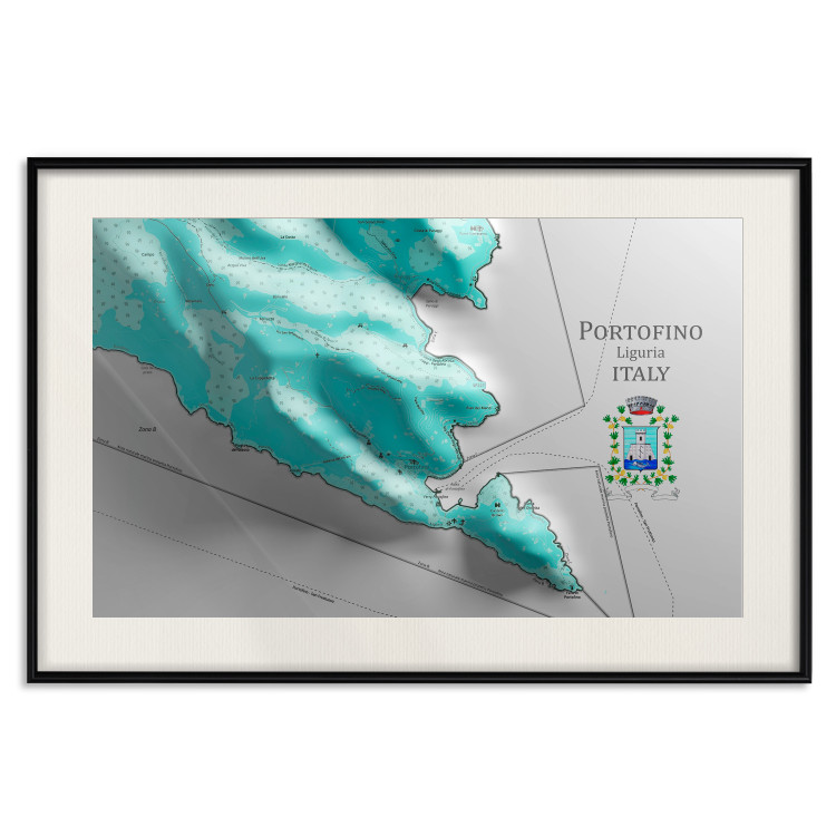 Poster Portofino and Surroundings - map of the coast of Italy with a blue continent 131821 additionalImage 19