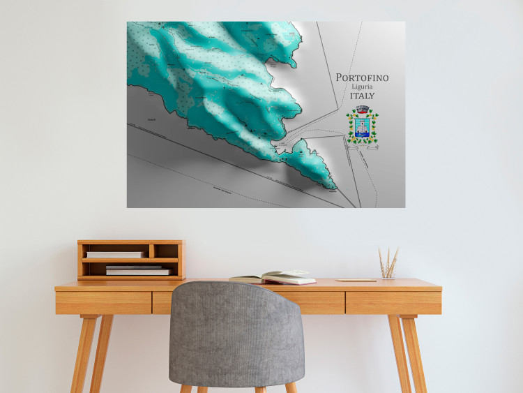 Poster Portofino and Surroundings - map of the coast of Italy with a blue continent 131821 additionalImage 3
