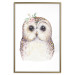 Wall Poster Cheerful Owl - portrait of an owl with a flower on a white contrasting background 135721 additionalThumb 9