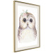 Wall Poster Cheerful Owl - portrait of an owl with a flower on a white contrasting background 135721 additionalThumb 2