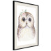 Wall Poster Cheerful Owl - portrait of an owl with a flower on a white contrasting background 135721 additionalThumb 4