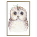 Wall Poster Cheerful Owl - portrait of an owl with a flower on a white contrasting background 135721 additionalThumb 15